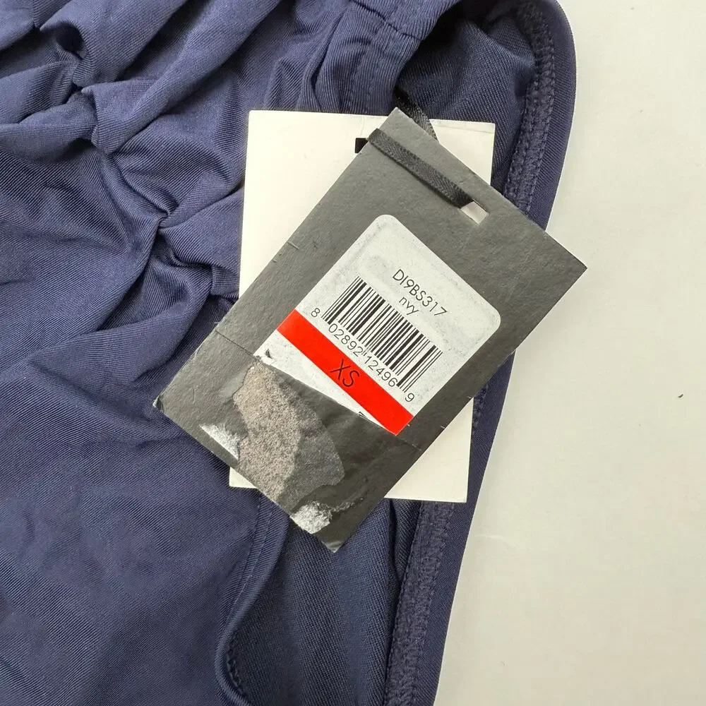 DKNY Bikini Bottoms SZ Extra Small Ruched High Waist Navy Blue NWT Swim Classic - Picture 4 of 11